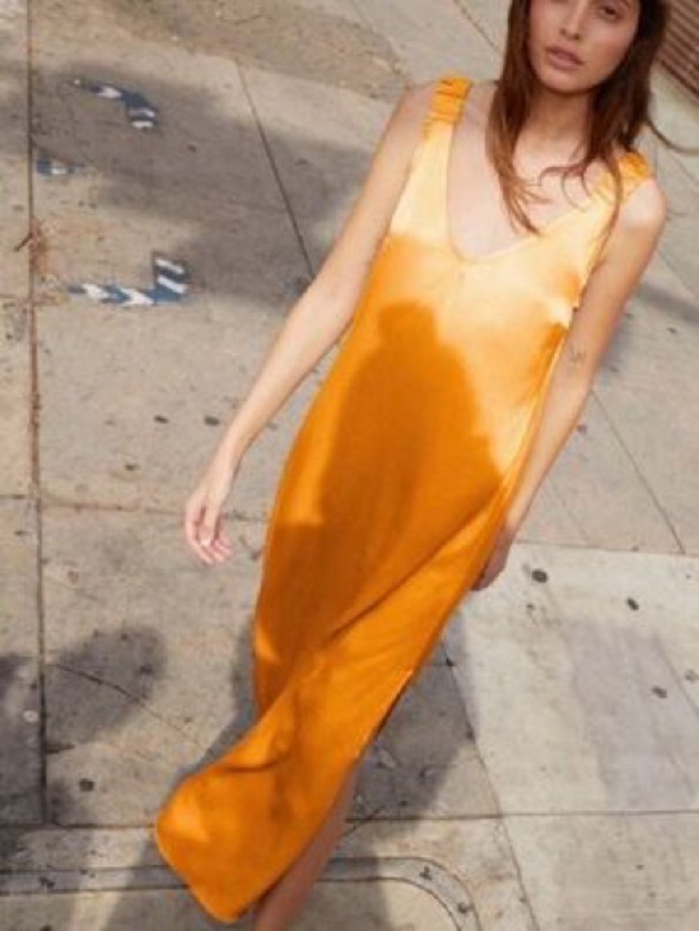 NEW Nation LTD Satin Slip Maxi Dress - Orange
